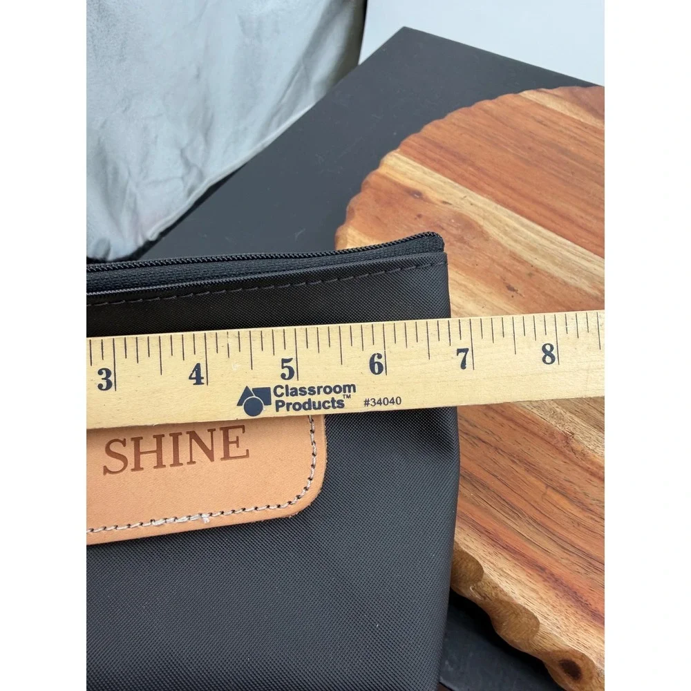 Jon Hart Small pouch Case Women Small Black Coated Canvas Shine Leather Patch